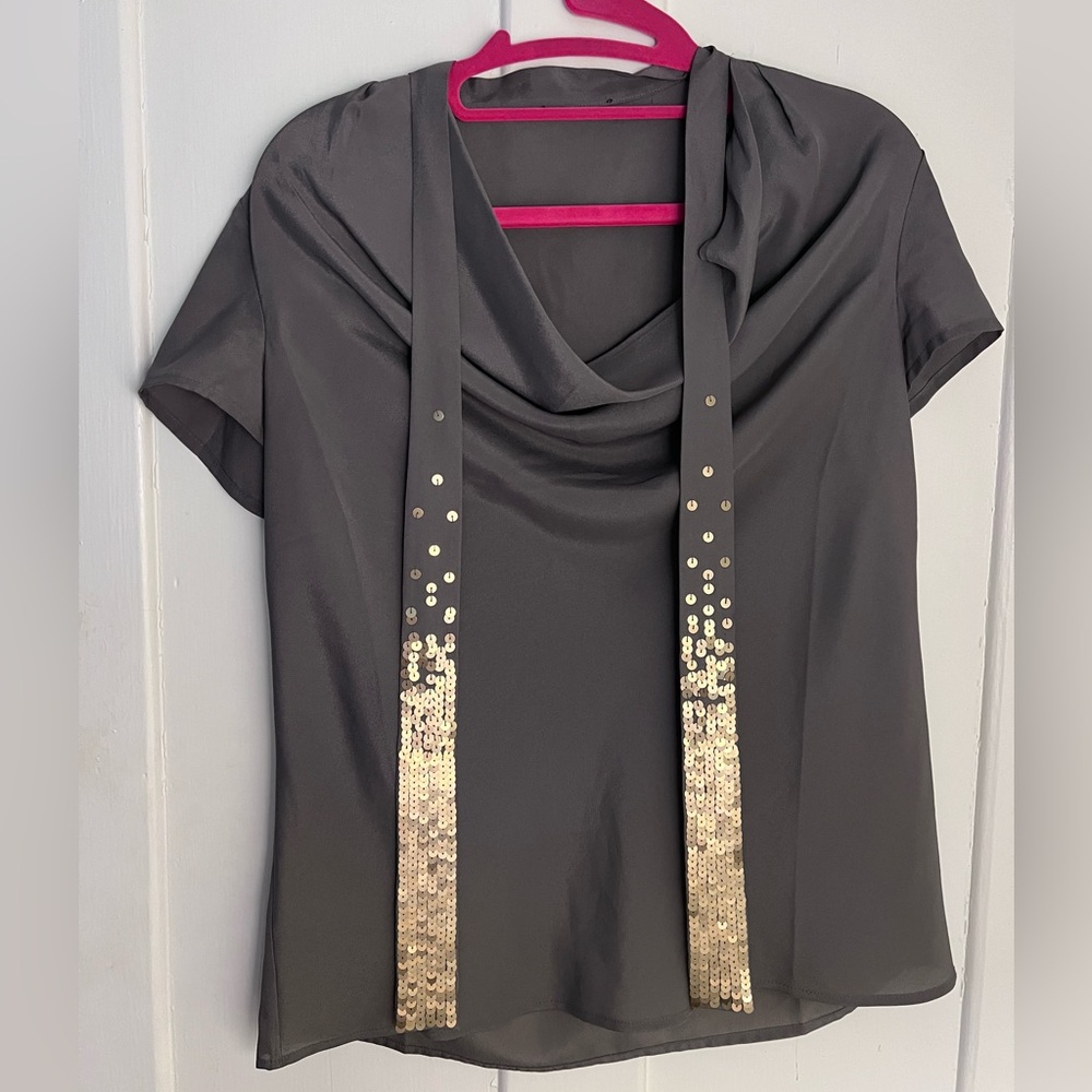 Ann Taylor blouse with gold sequins, size S